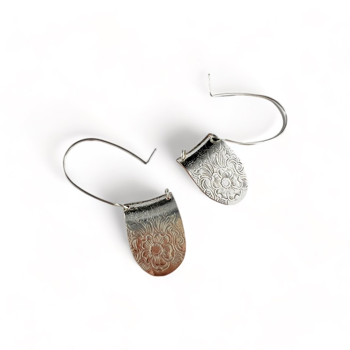 Silver Floral Hoop Earrings
