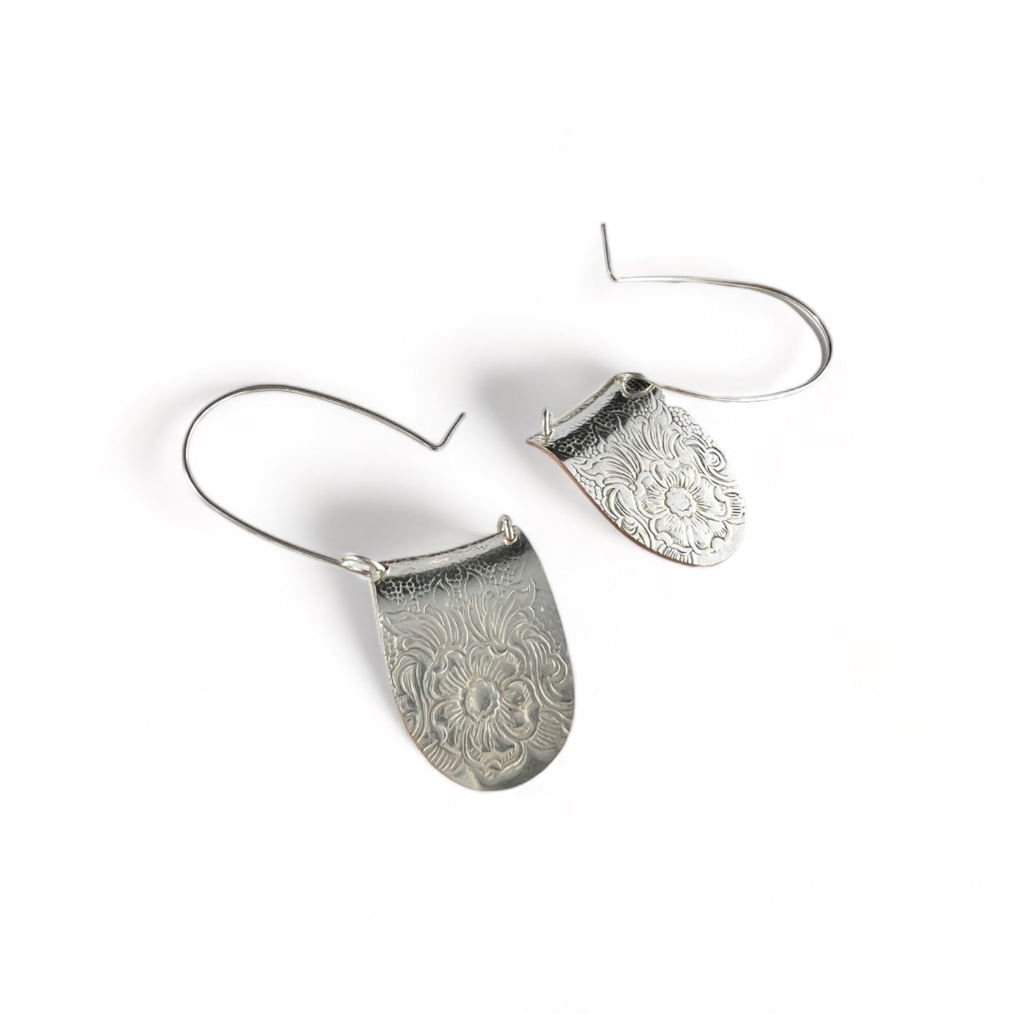 Silver Floral Hoop Earrings