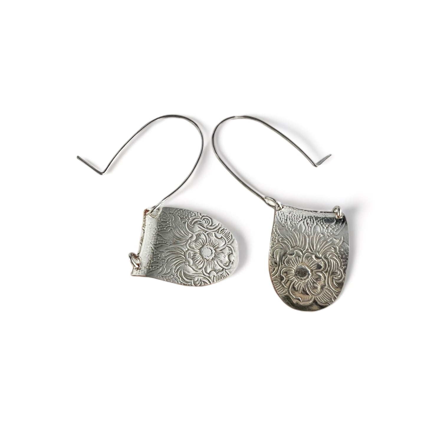 Silver Floral Hoop Earrings