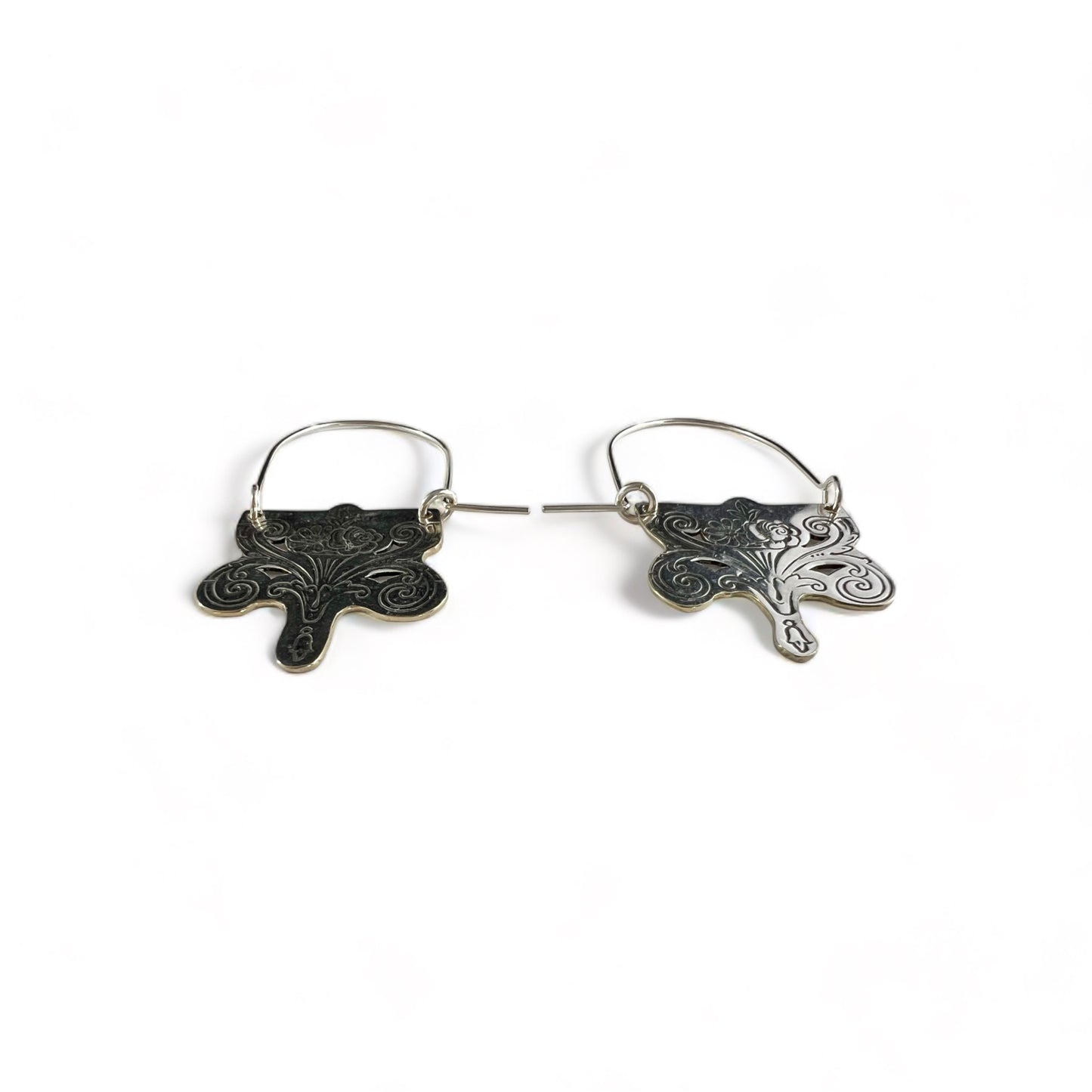Art Nouveau Silverware Hoop Earrings
