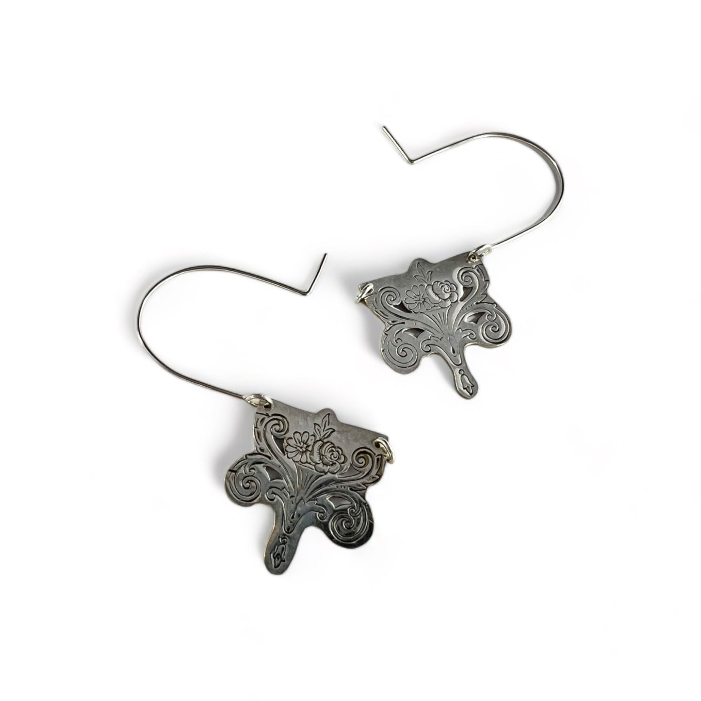 Art Nouveau Silverware Hoop Earrings