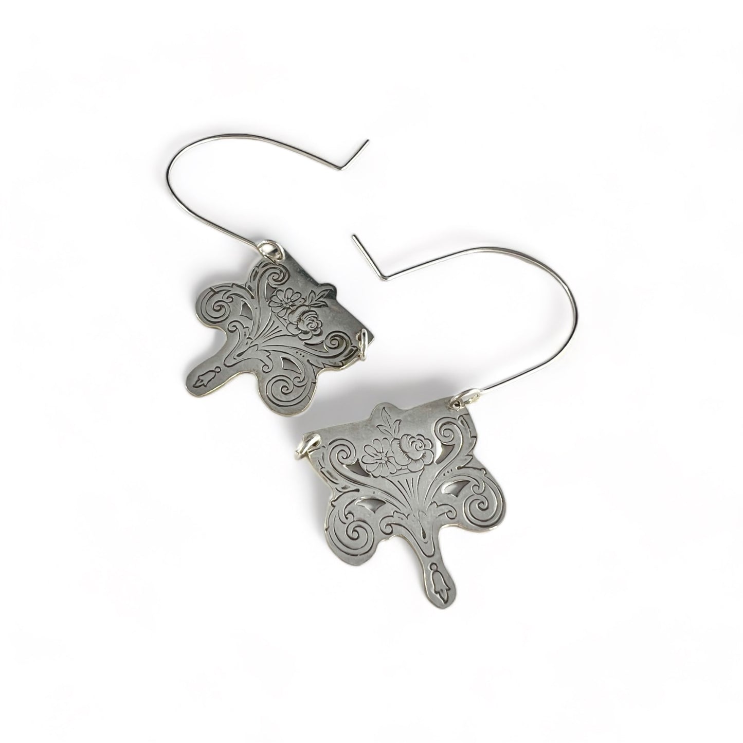 Art Nouveau Silverware Hoop Earrings
