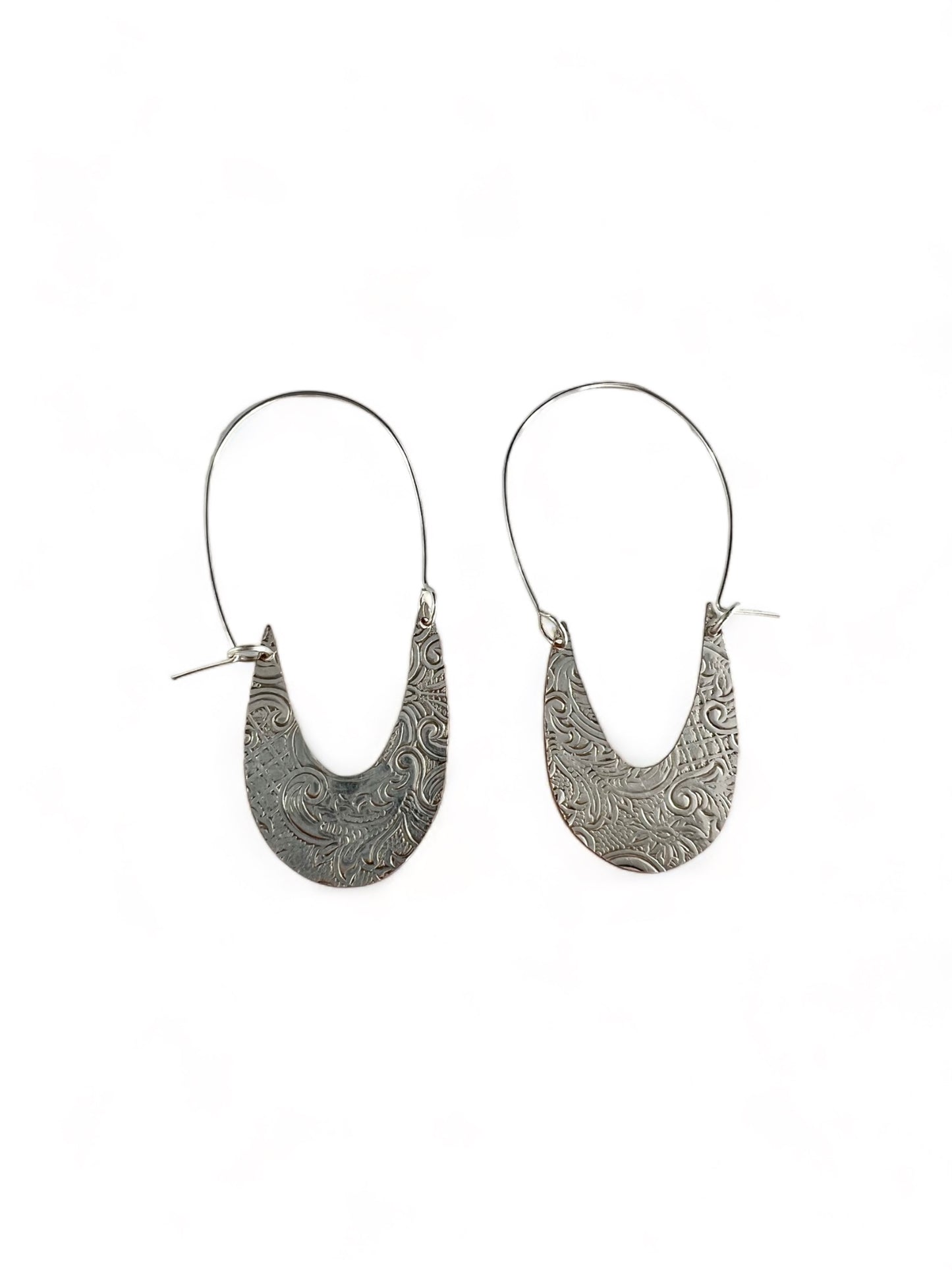 Silver Art Nouveau Hoop Earrings