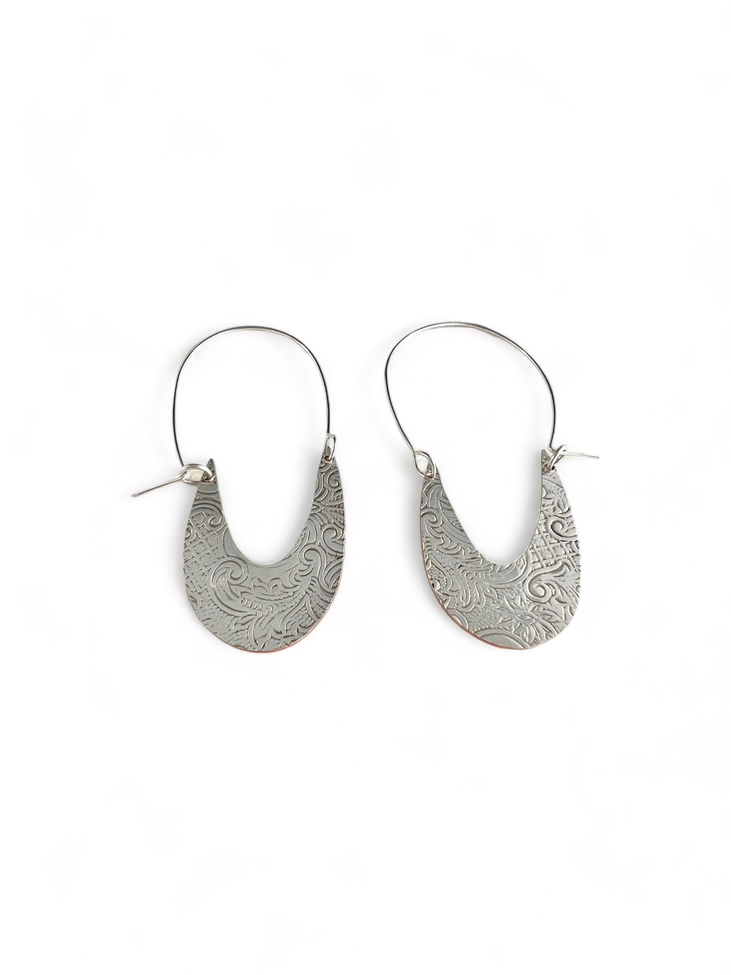 Silver Art Nouveau Hoop Earrings