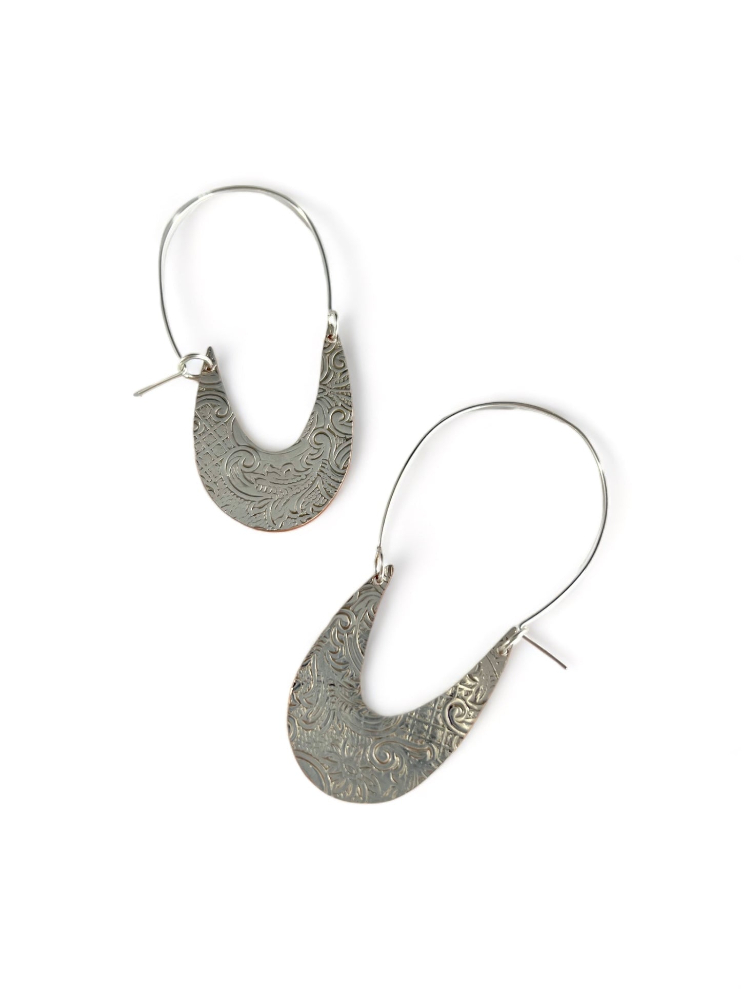 Silver Art Nouveau Hoop Earrings