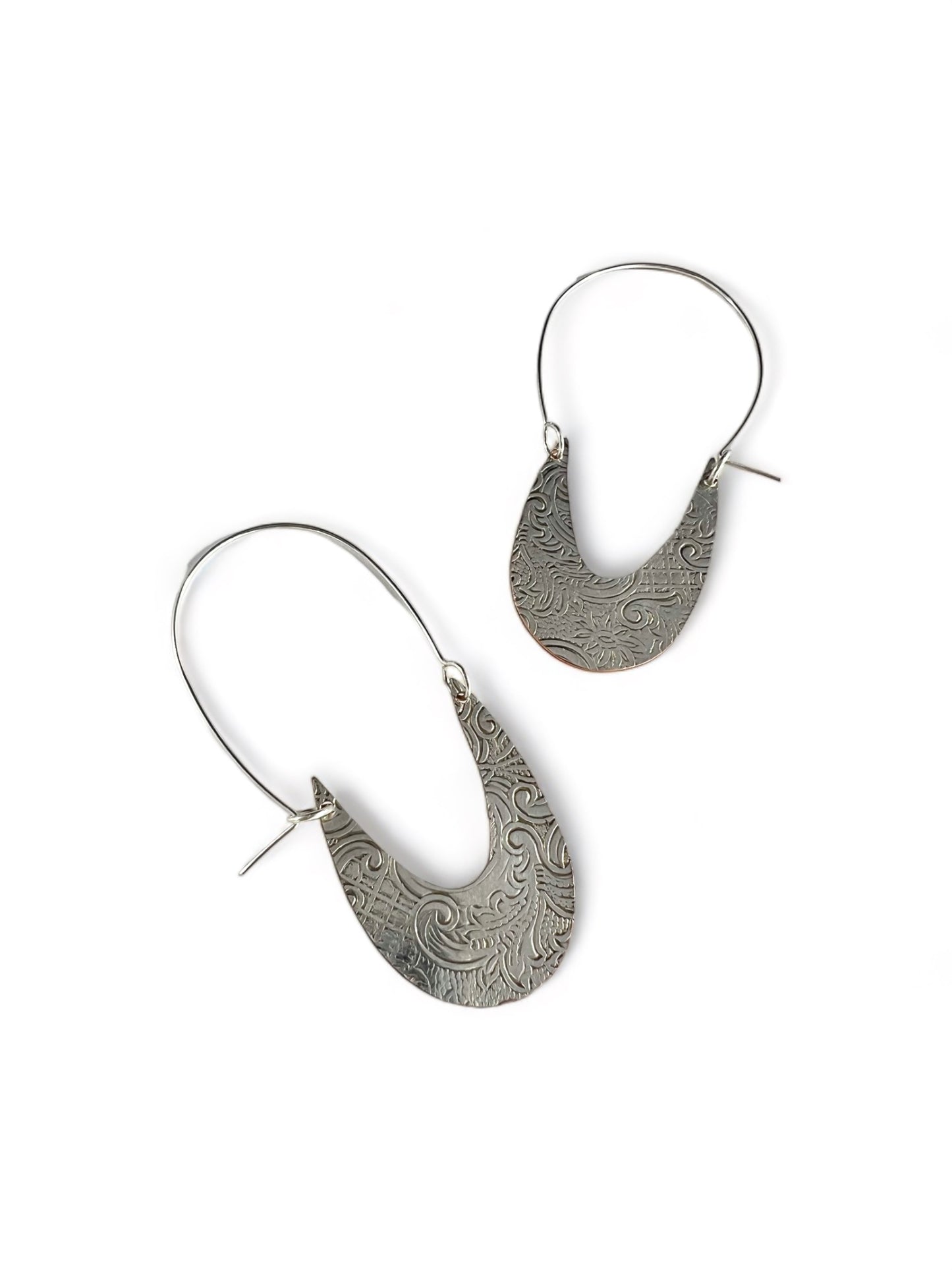 Silver Art Nouveau Hoop Earrings