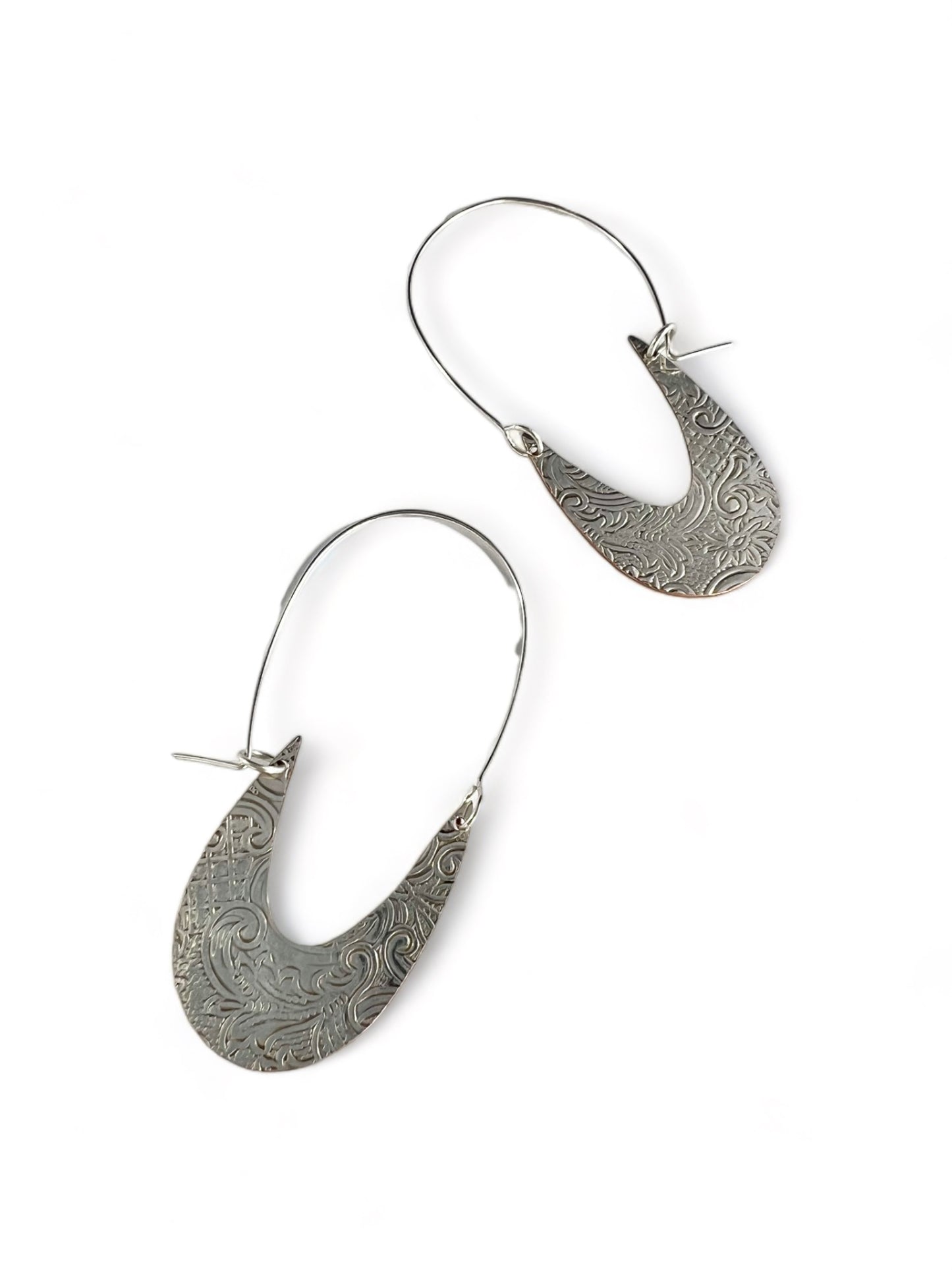 Silver Art Nouveau Hoop Earrings