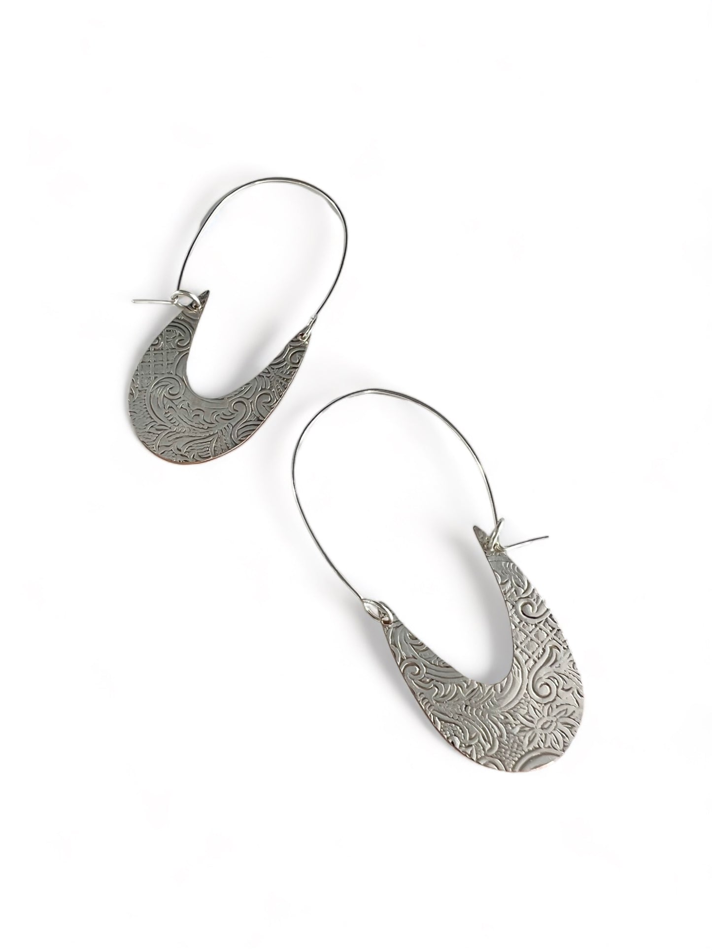 Silver Art Nouveau Hoop Earrings