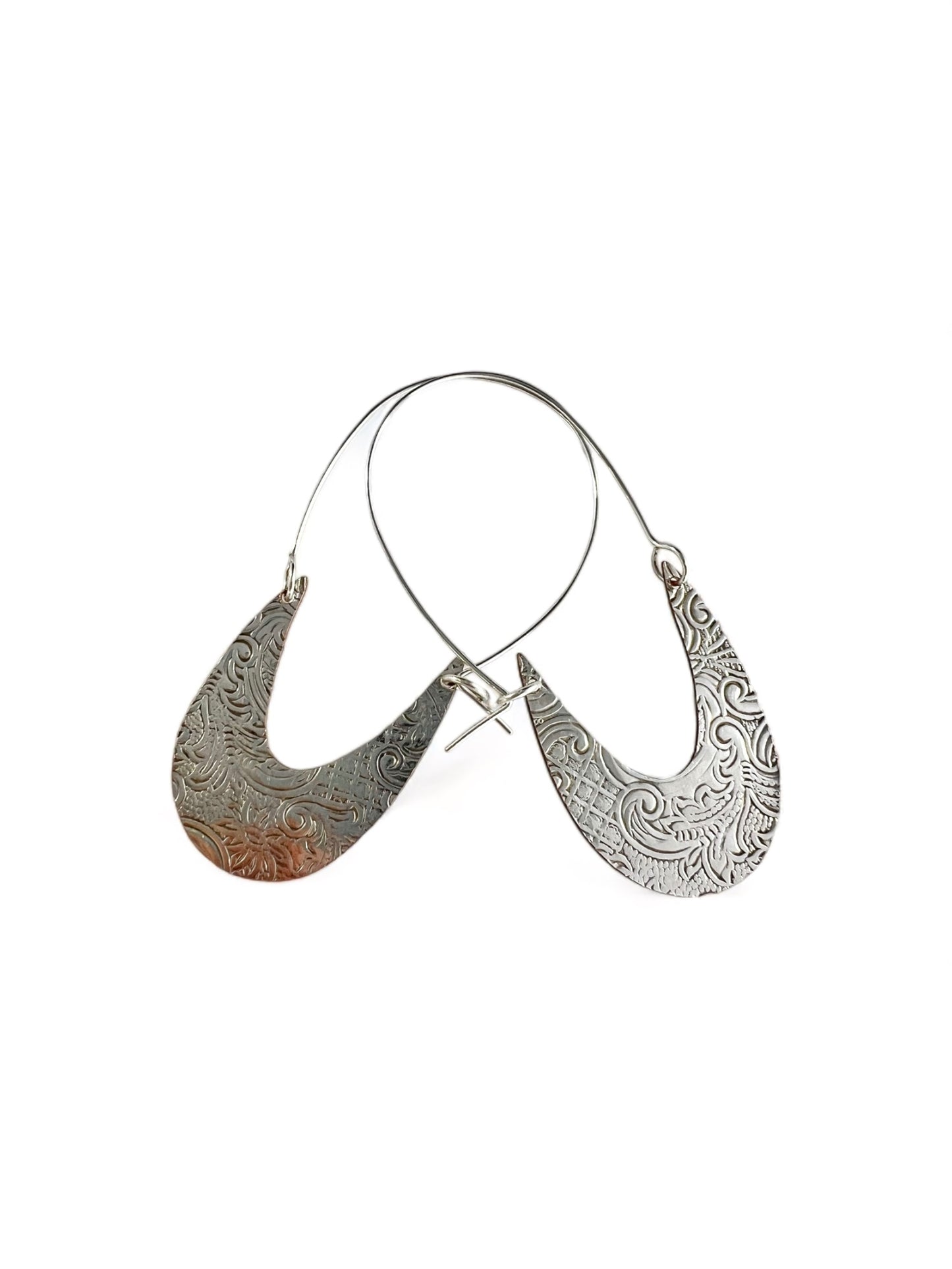 Silver Art Nouveau Hoop Earrings