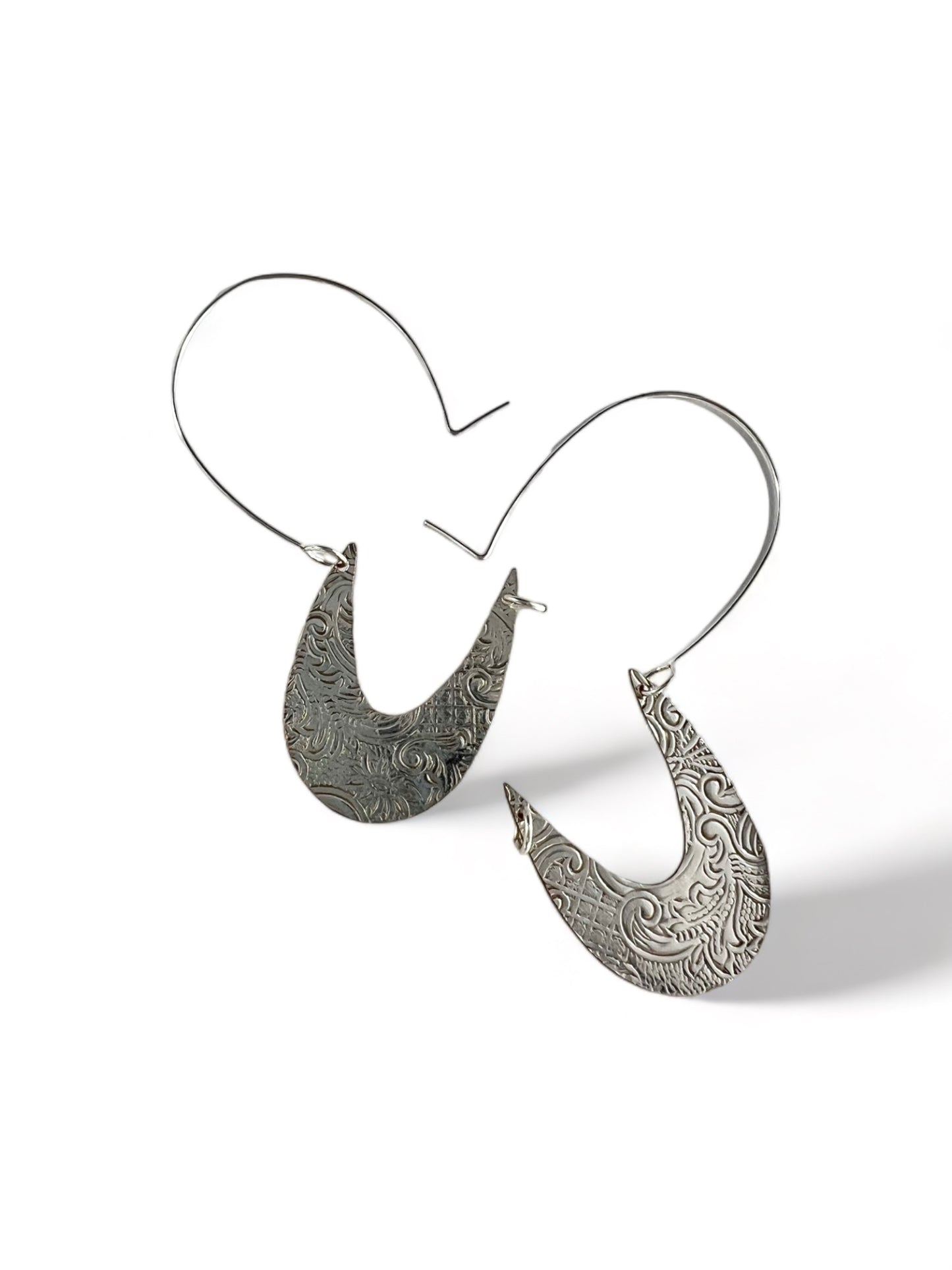 Silver Art Nouveau Hoop Earrings