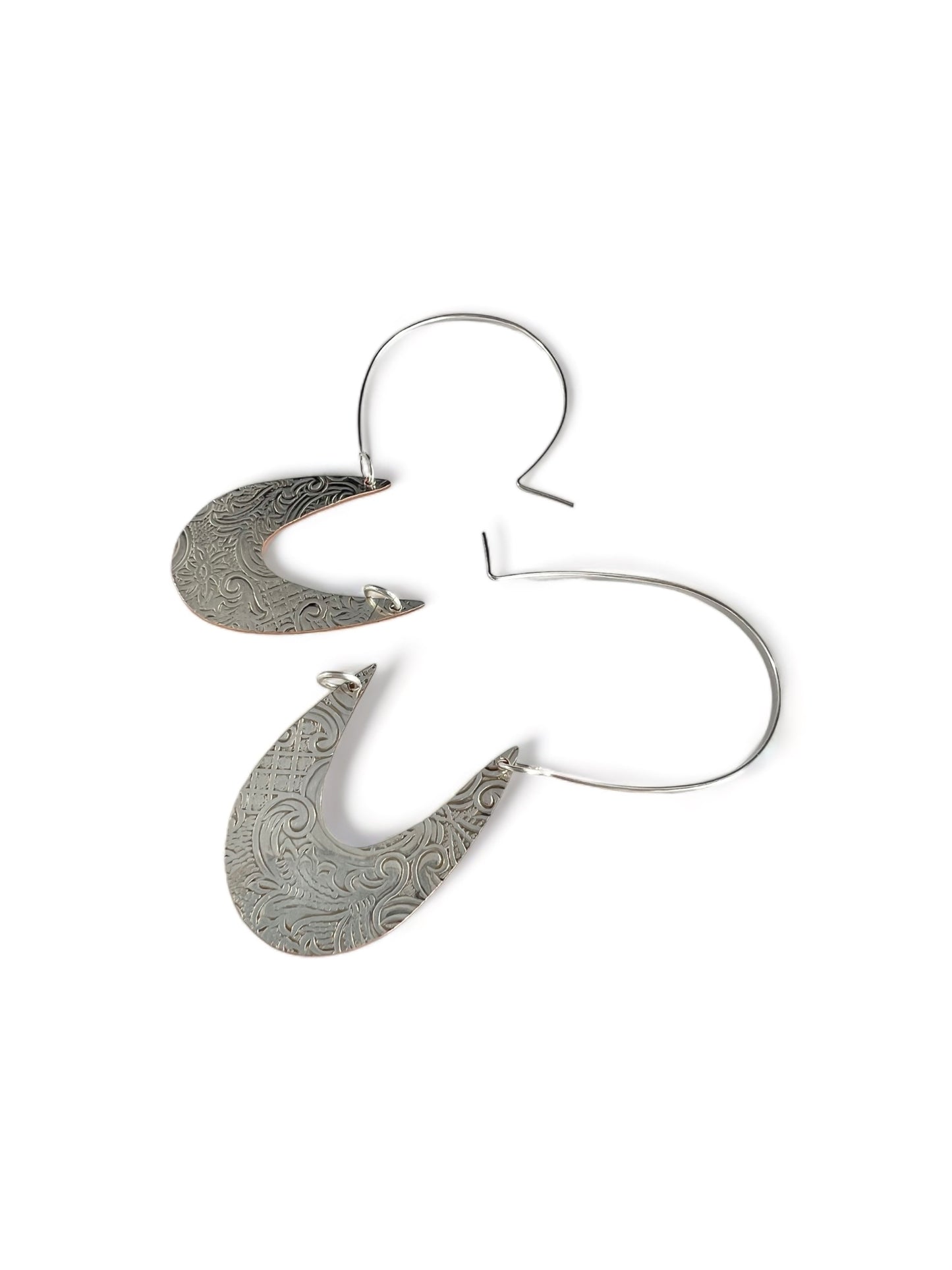 Silver Art Nouveau Hoop Earrings