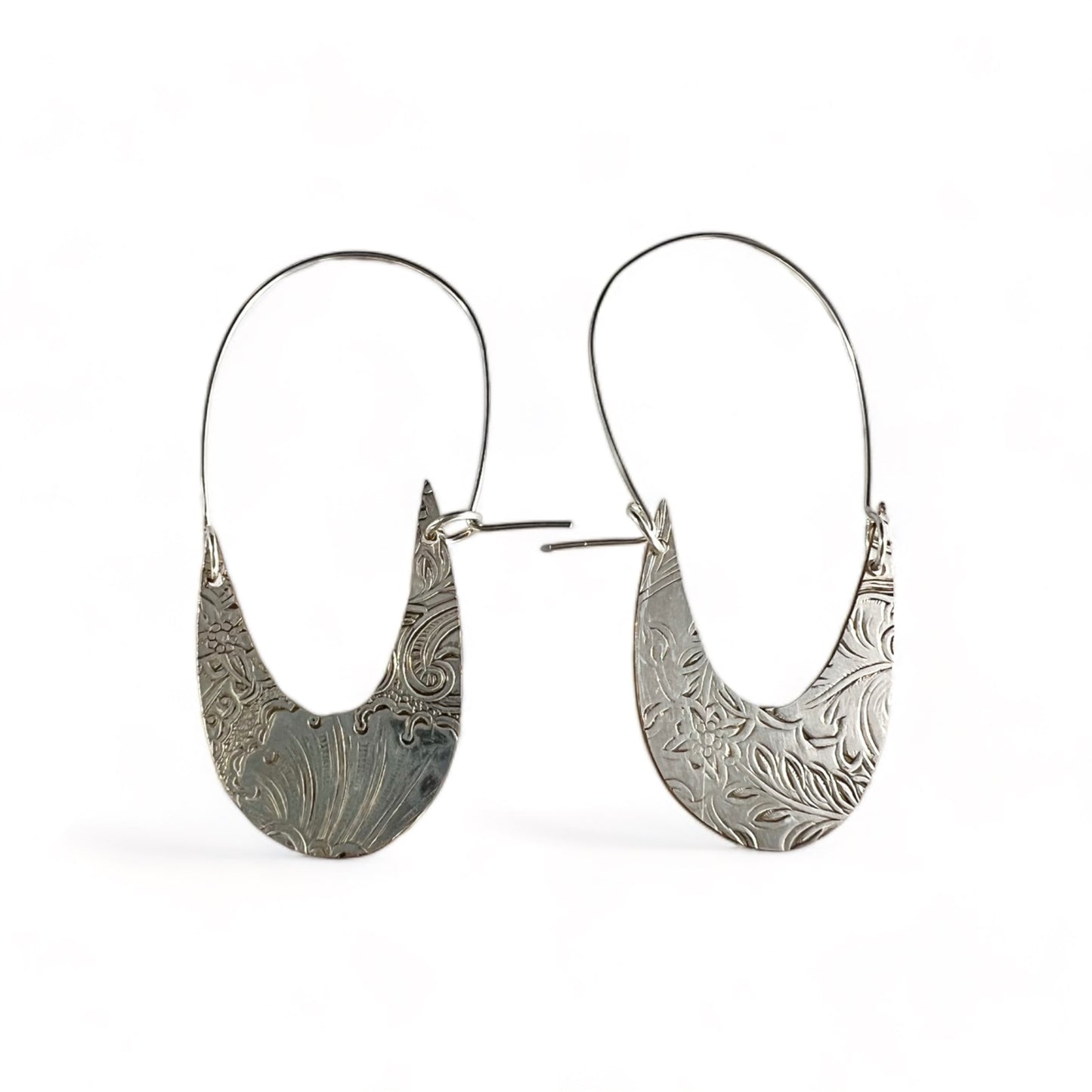 Art Nouveau Silver Hoop Earrings