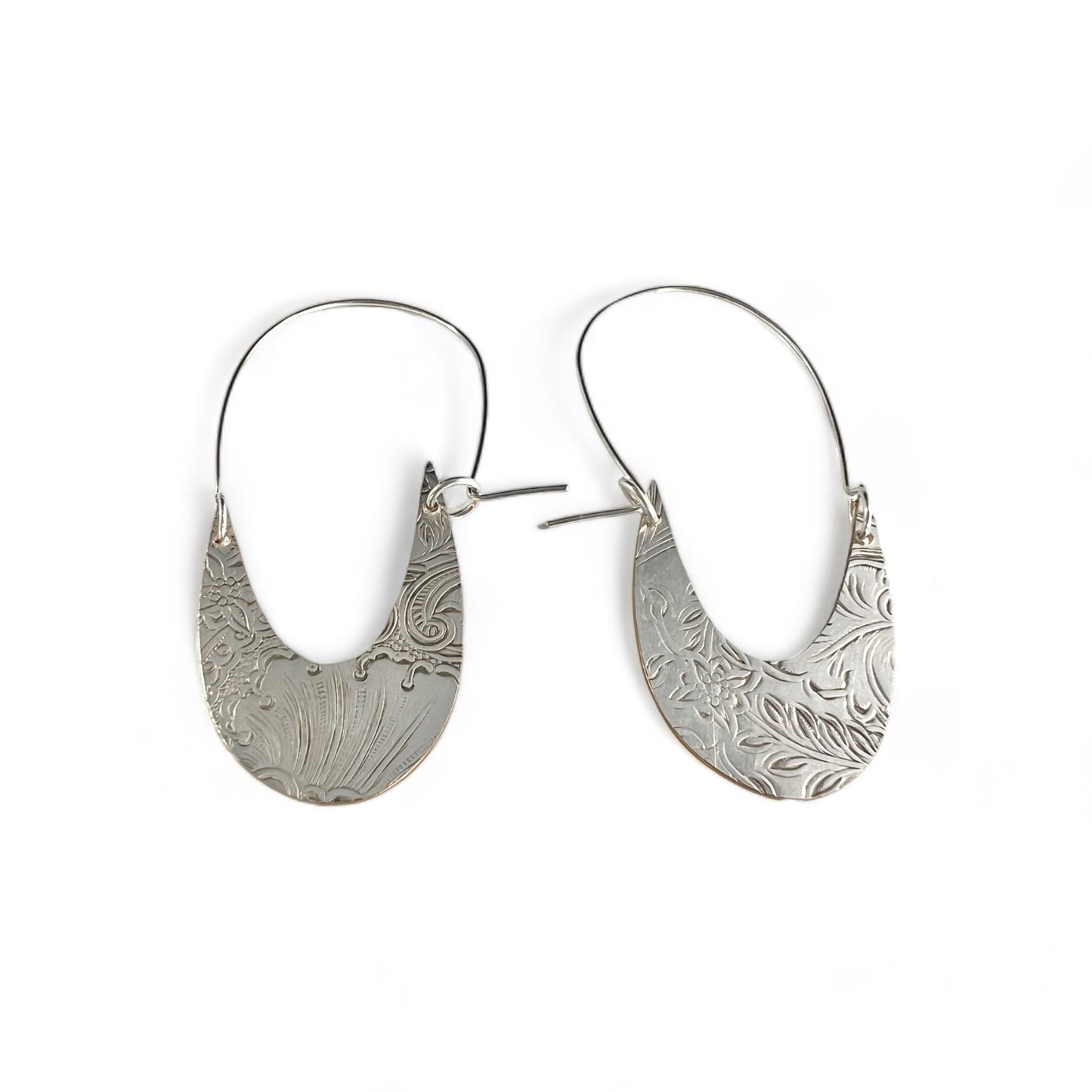 Art Nouveau Silver Hoop Earrings