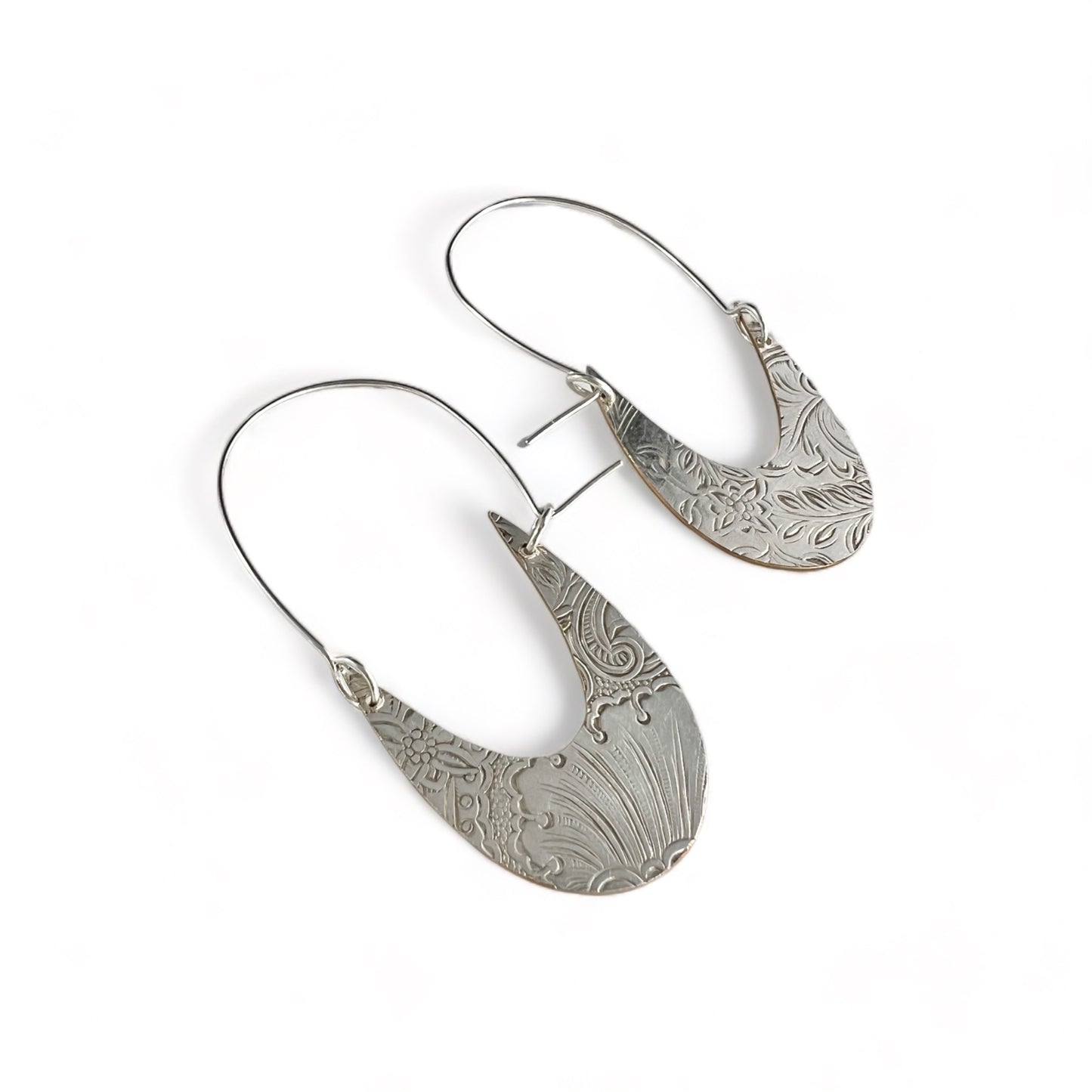 Art Nouveau Silver Hoop Earrings