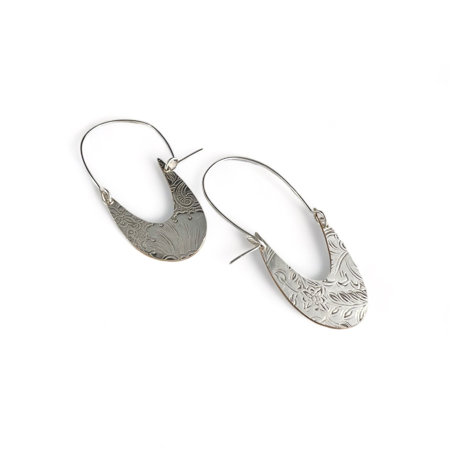 Art Nouveau Silver Hoop Earrings