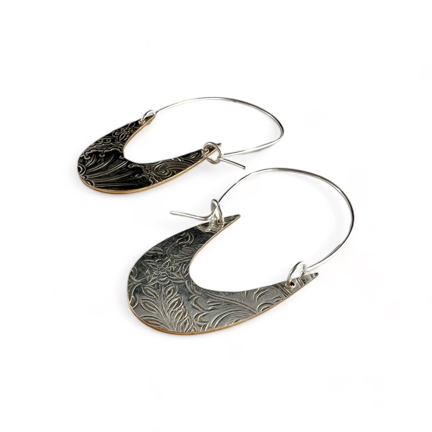 Art Nouveau Silver Hoop Earrings