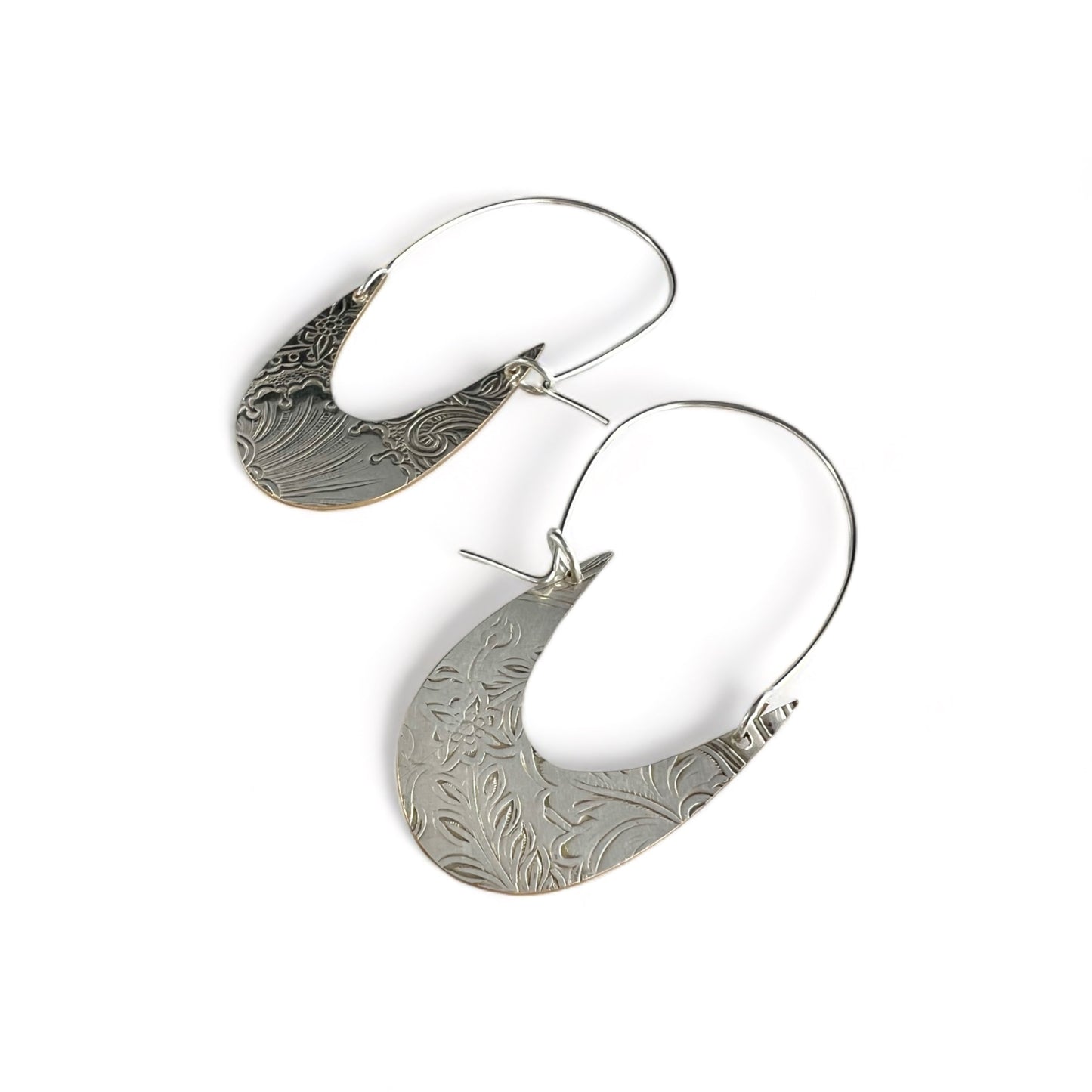 Art Nouveau Silver Hoop Earrings