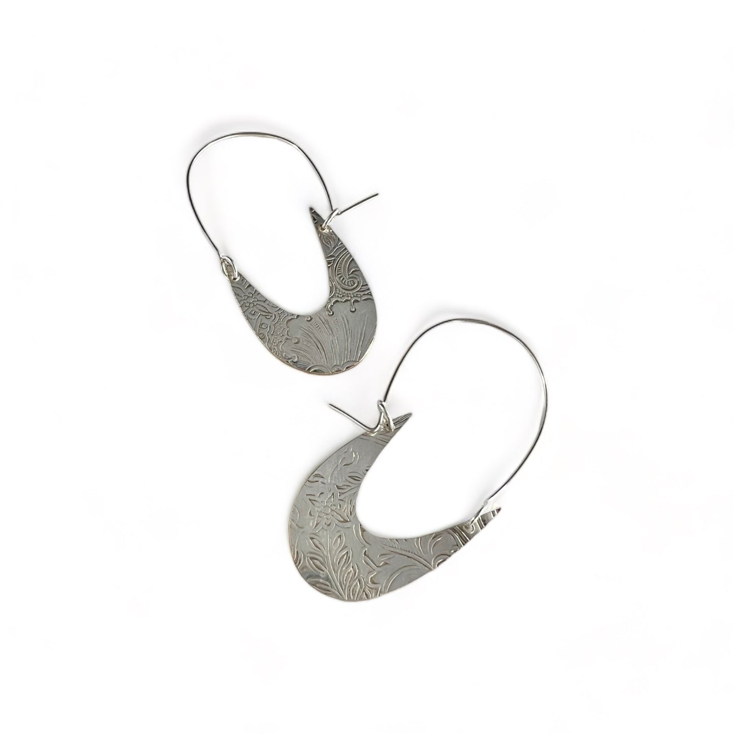 Art Nouveau Silver Hoop Earrings