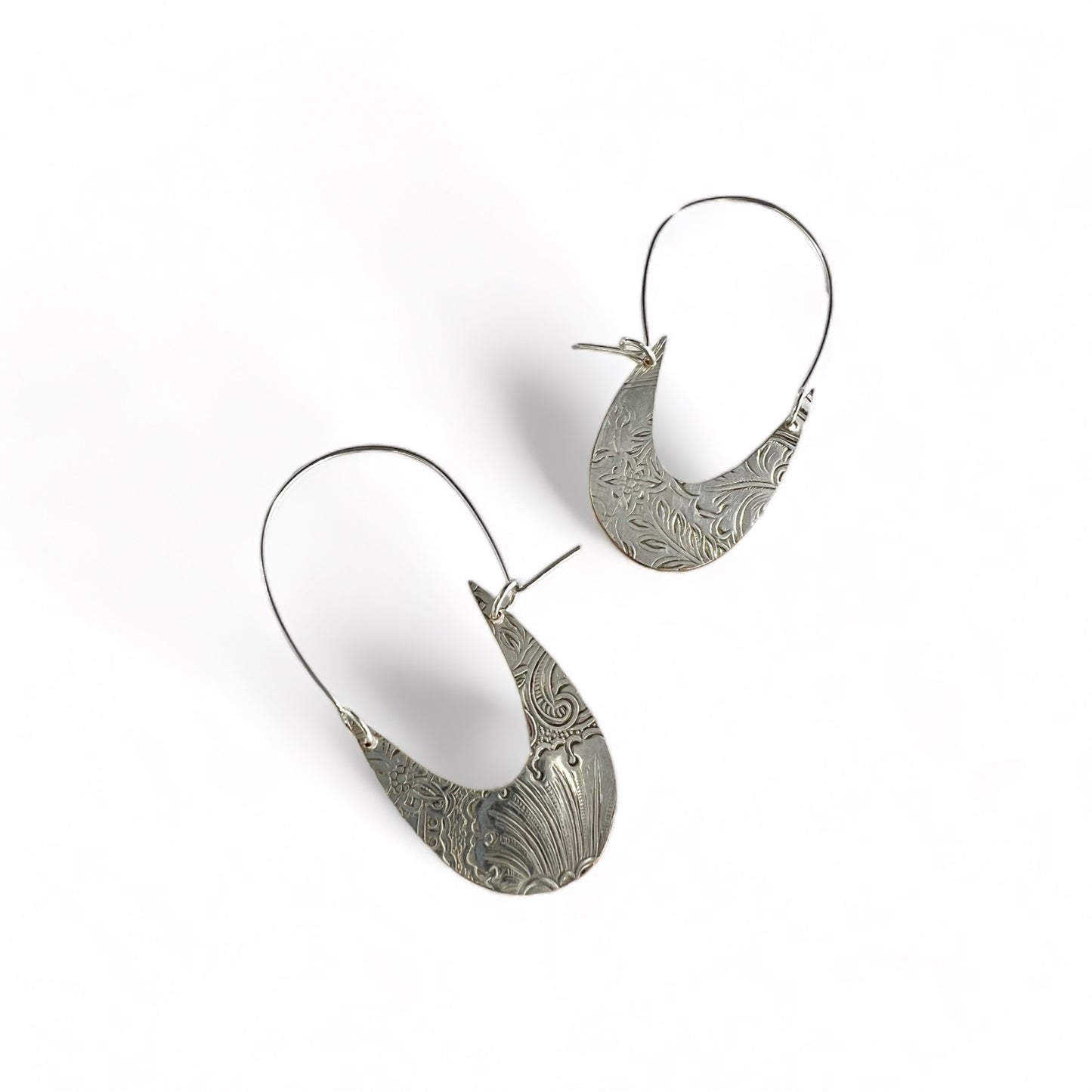Art Nouveau Silver Hoop Earrings