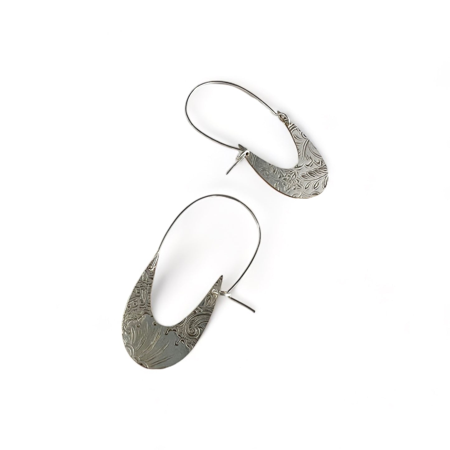 Art Nouveau Silver Hoop Earrings