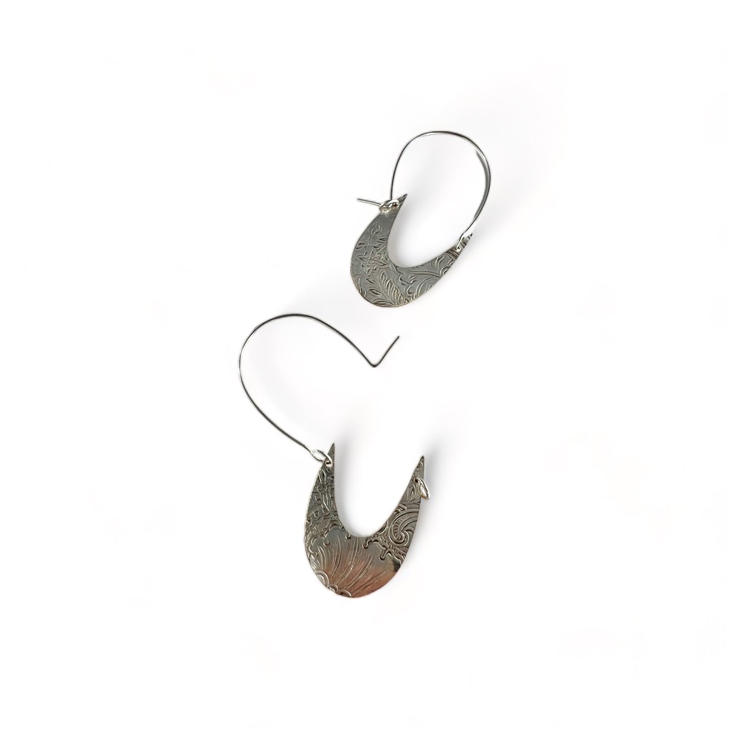 Art Nouveau Silver Hoop Earrings