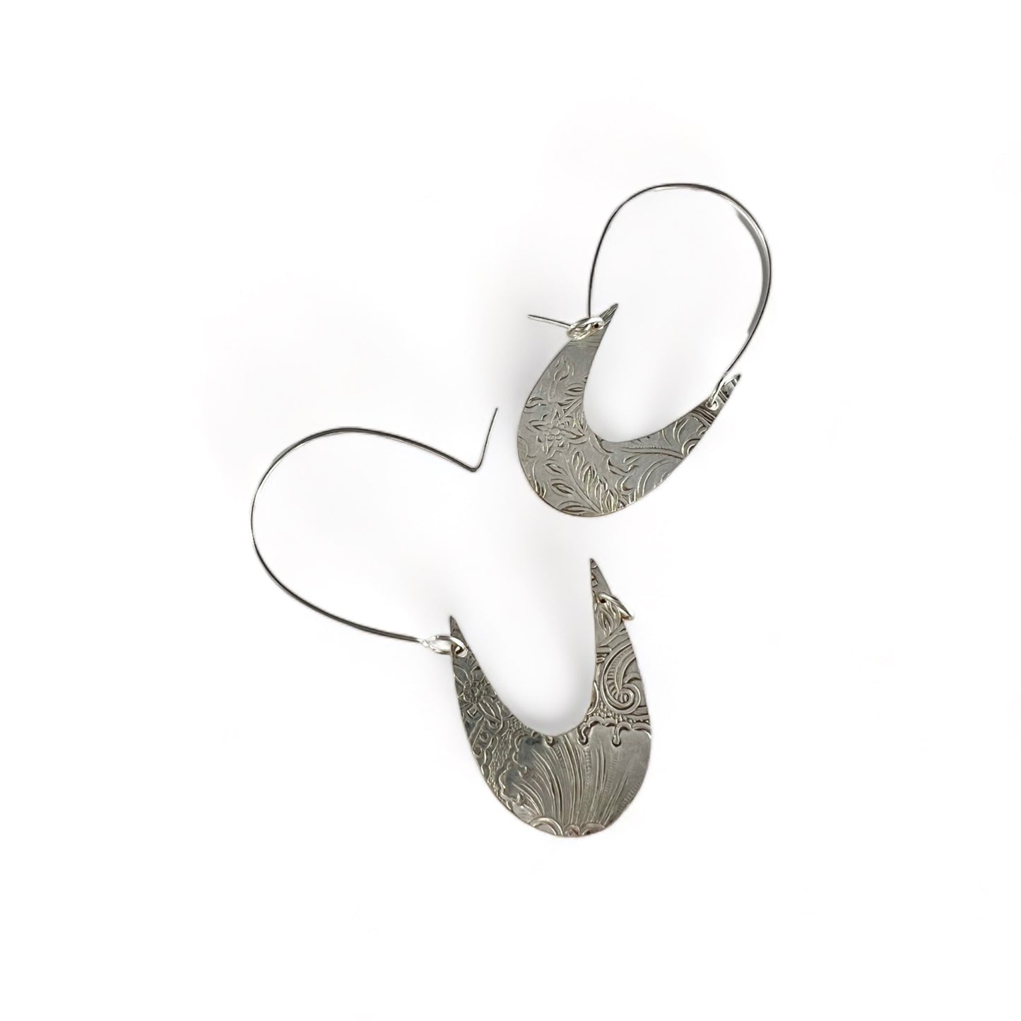 Art Nouveau Silver Hoop Earrings