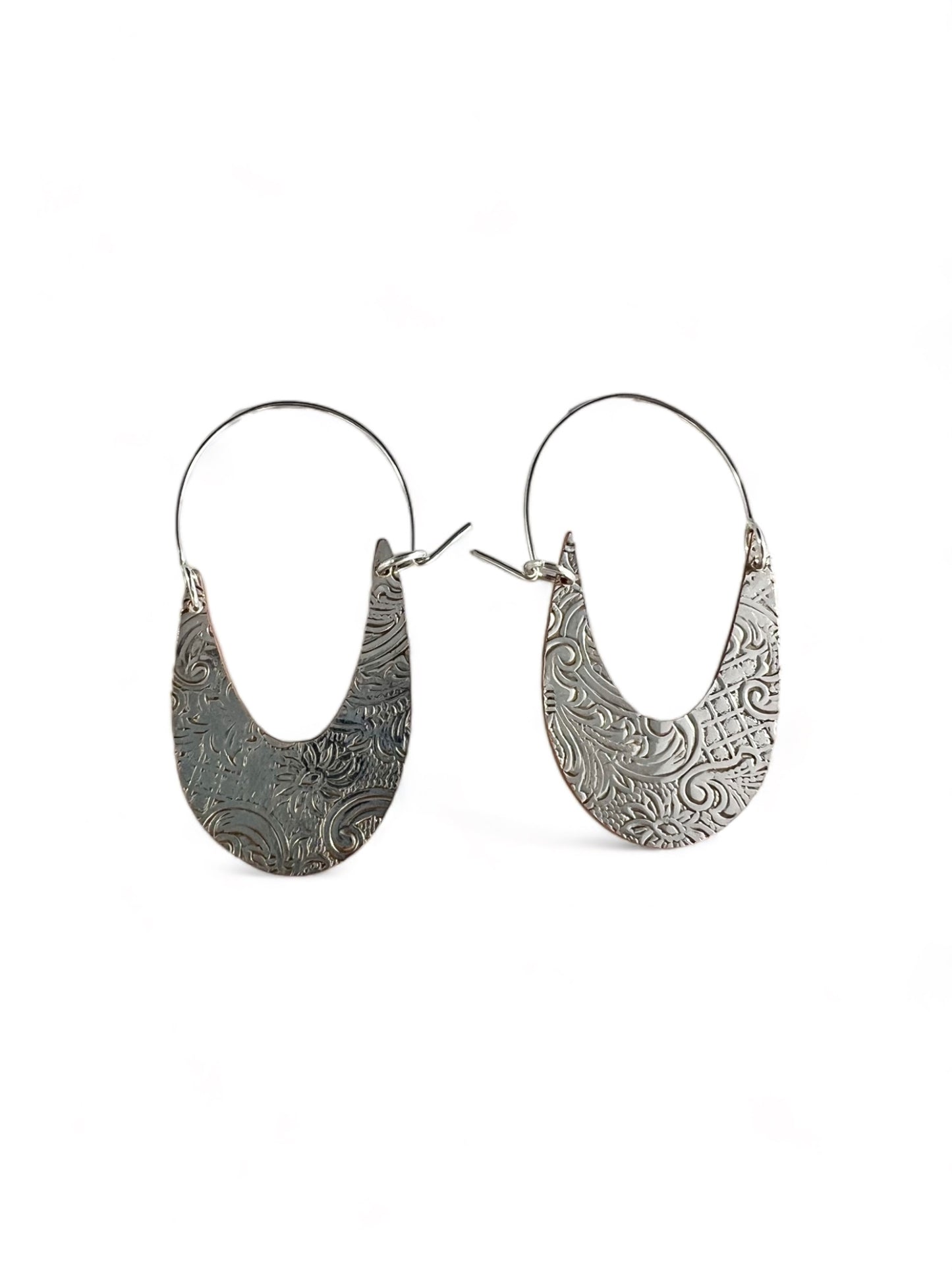 Art Nouveau Silver Hoop Earrings