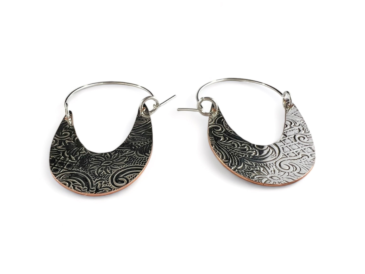 Art Nouveau Silver Hoop Earrings