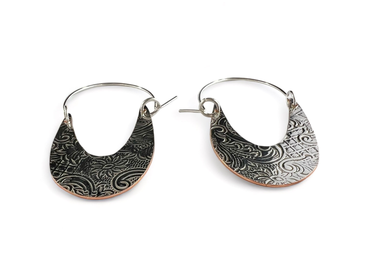 Art Nouveau Silver Hoop Earrings