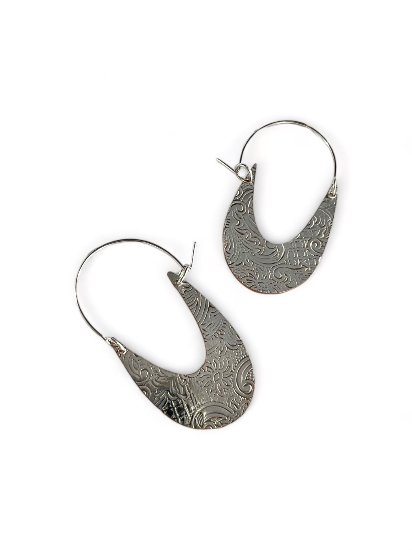 Art Nouveau Silver Hoop Earrings
