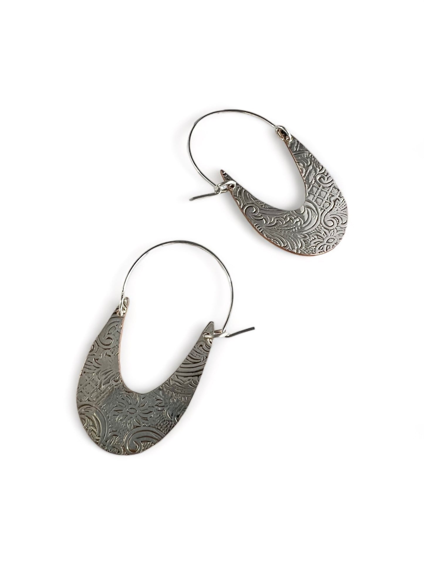 Art Nouveau Silver Hoop Earrings
