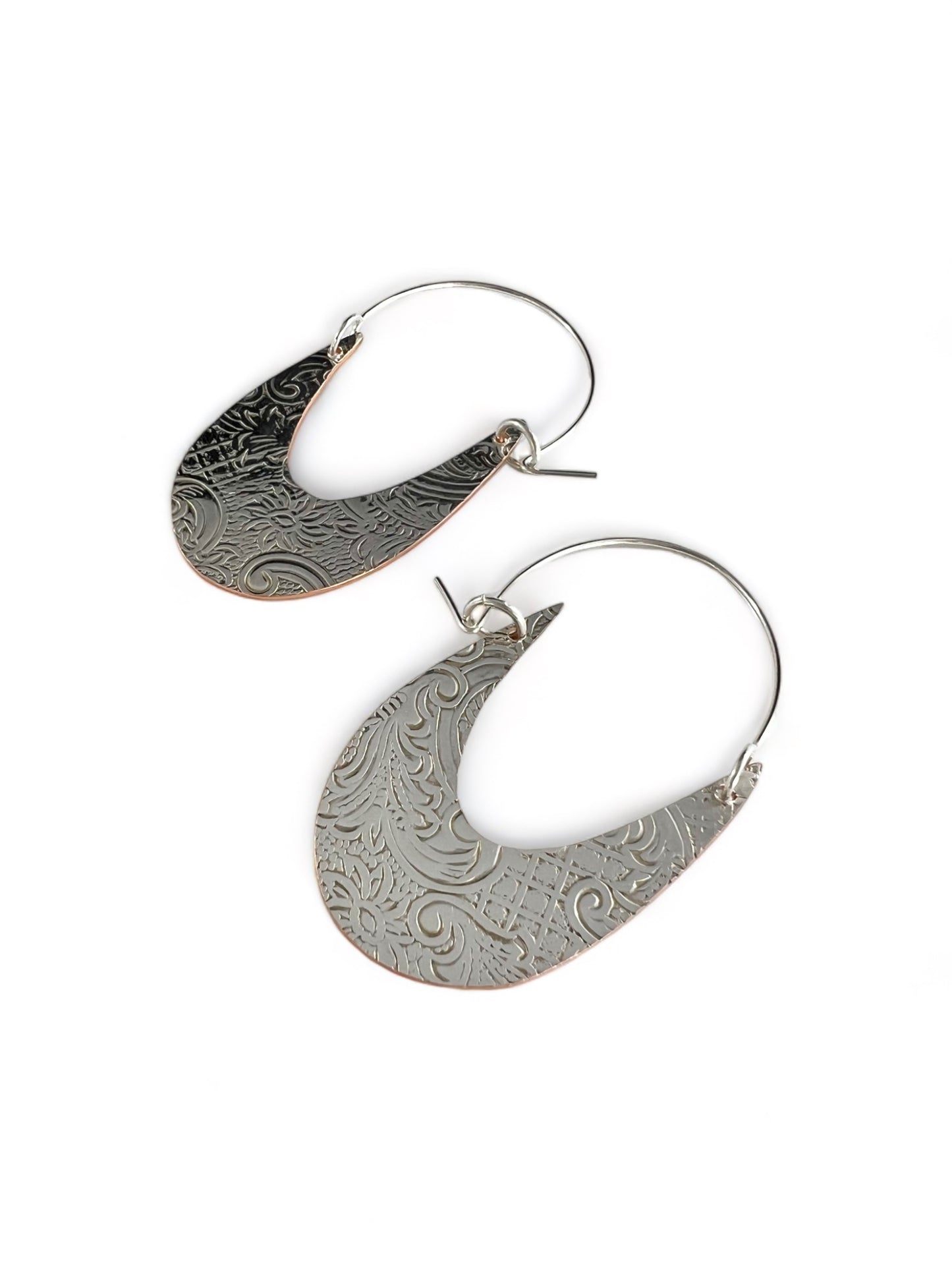 Art Nouveau Silver Hoop Earrings