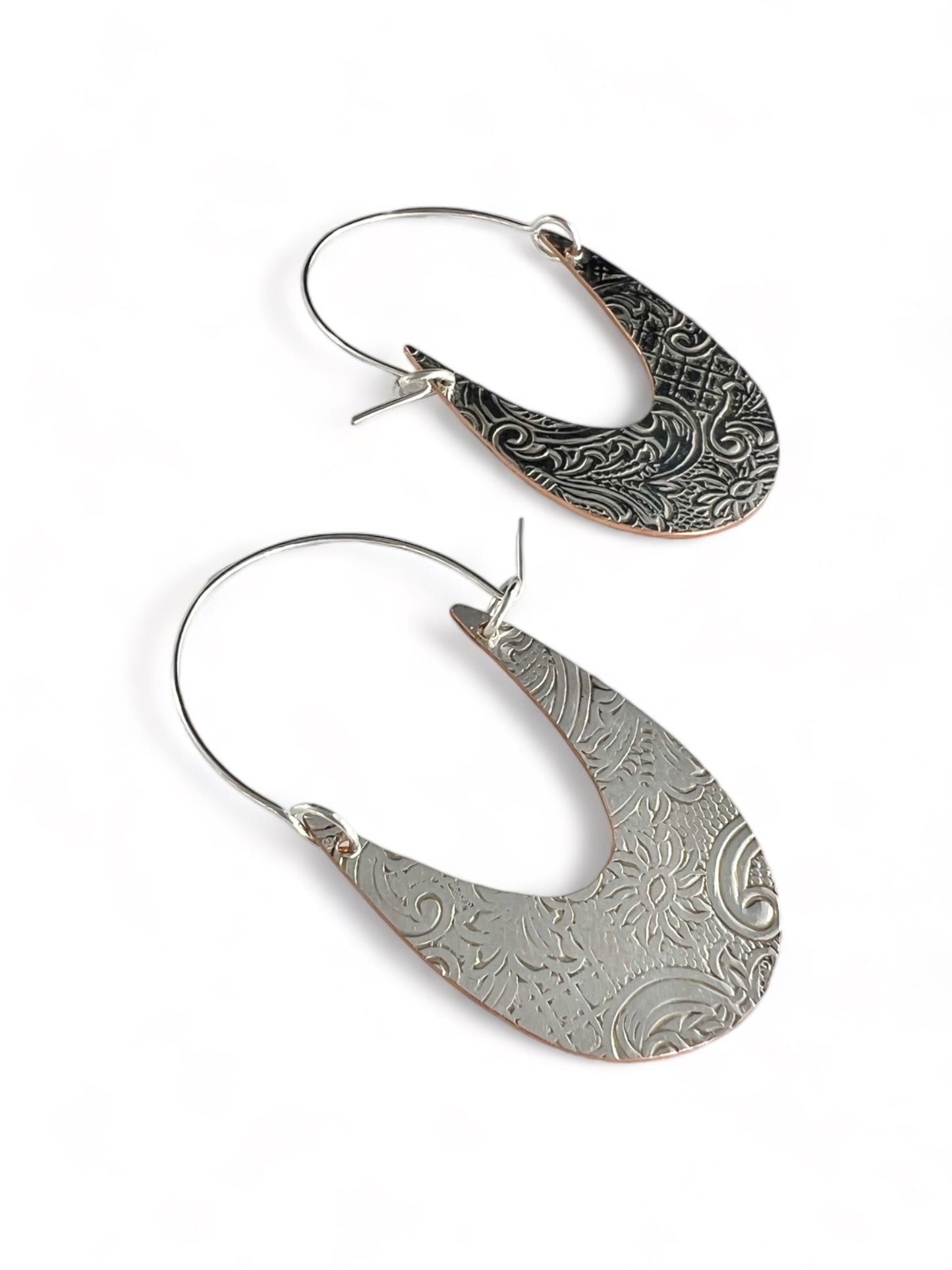 Art Nouveau Silver Hoop Earrings