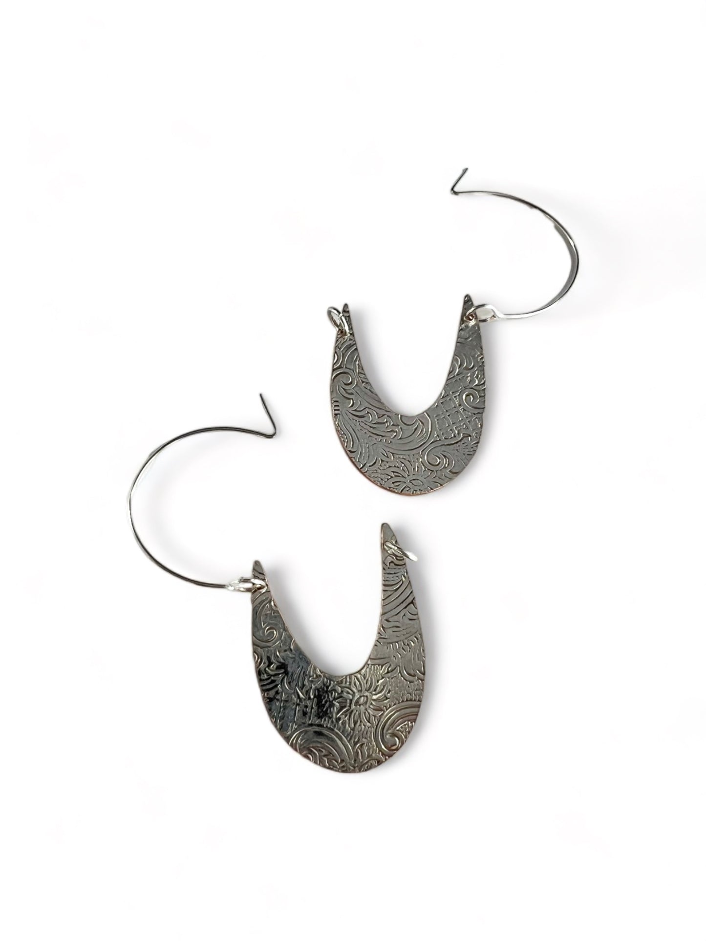 Art Nouveau Silver Hoop Earrings