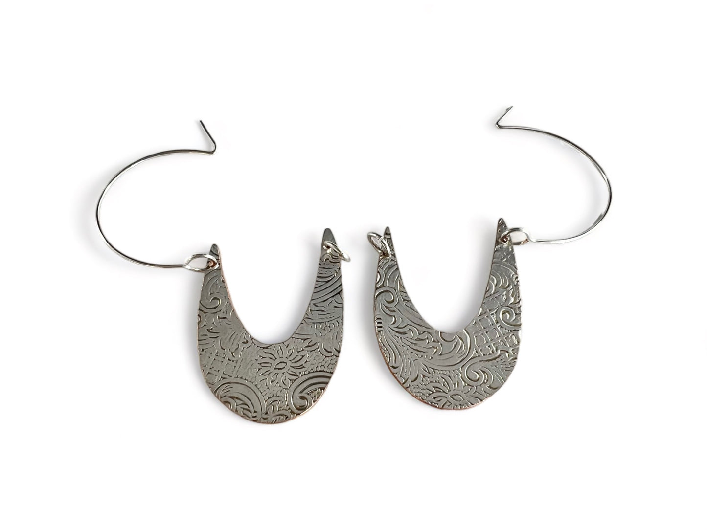Art Nouveau Silver Hoop Earrings
