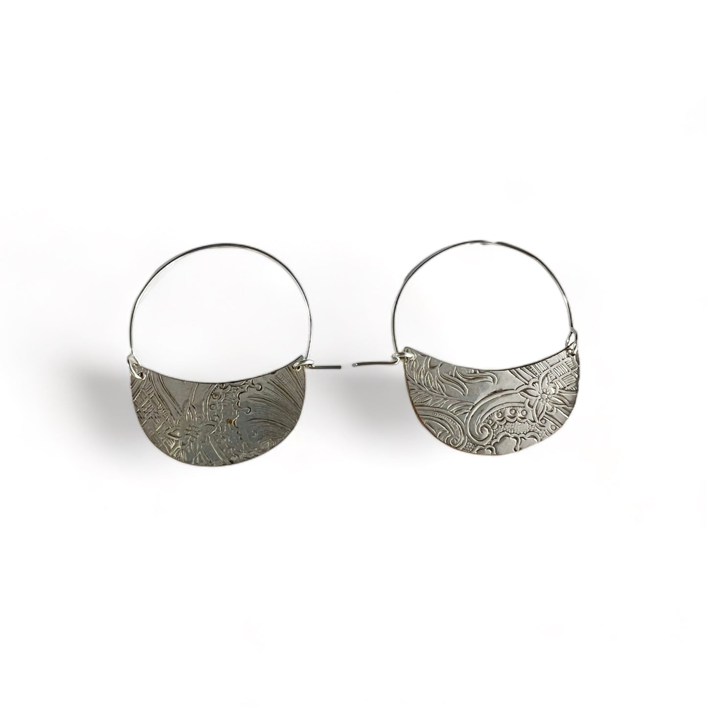 Art Nouveau Silver Hoop Earrings