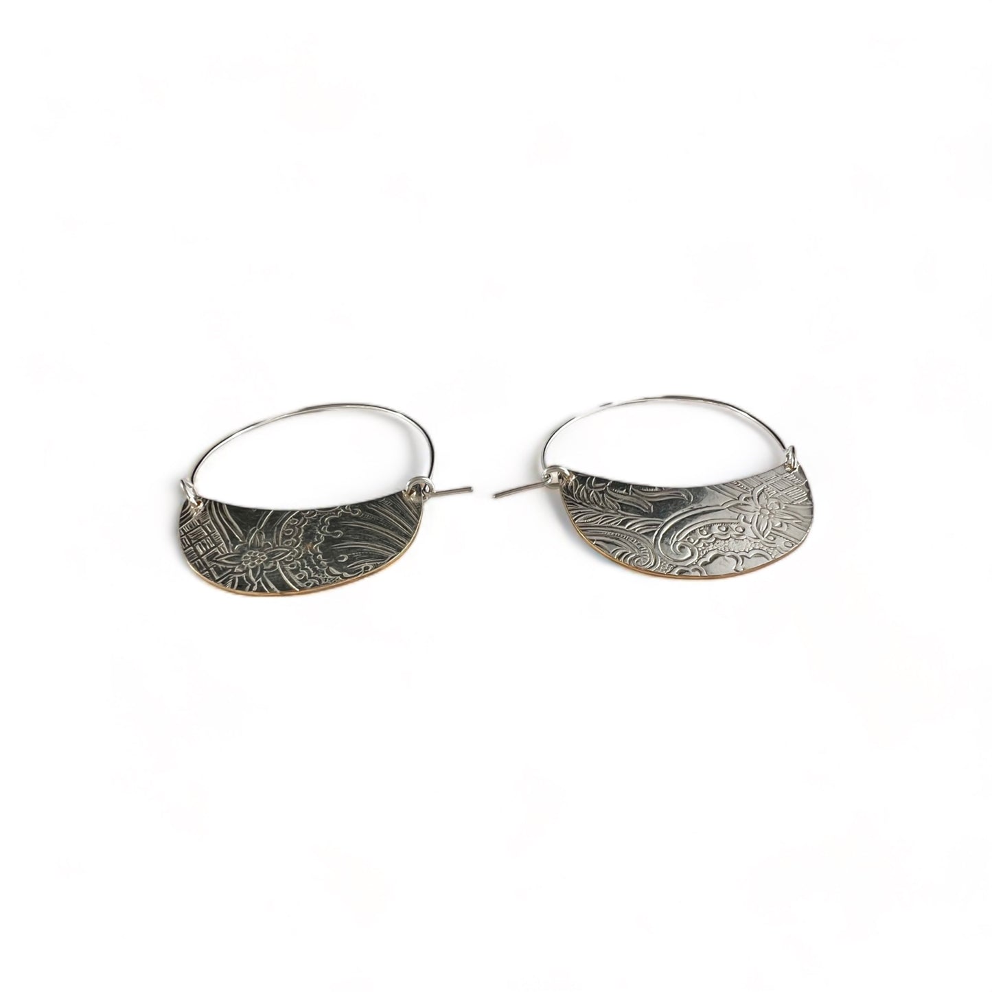 Art Nouveau Silver Hoop Earrings