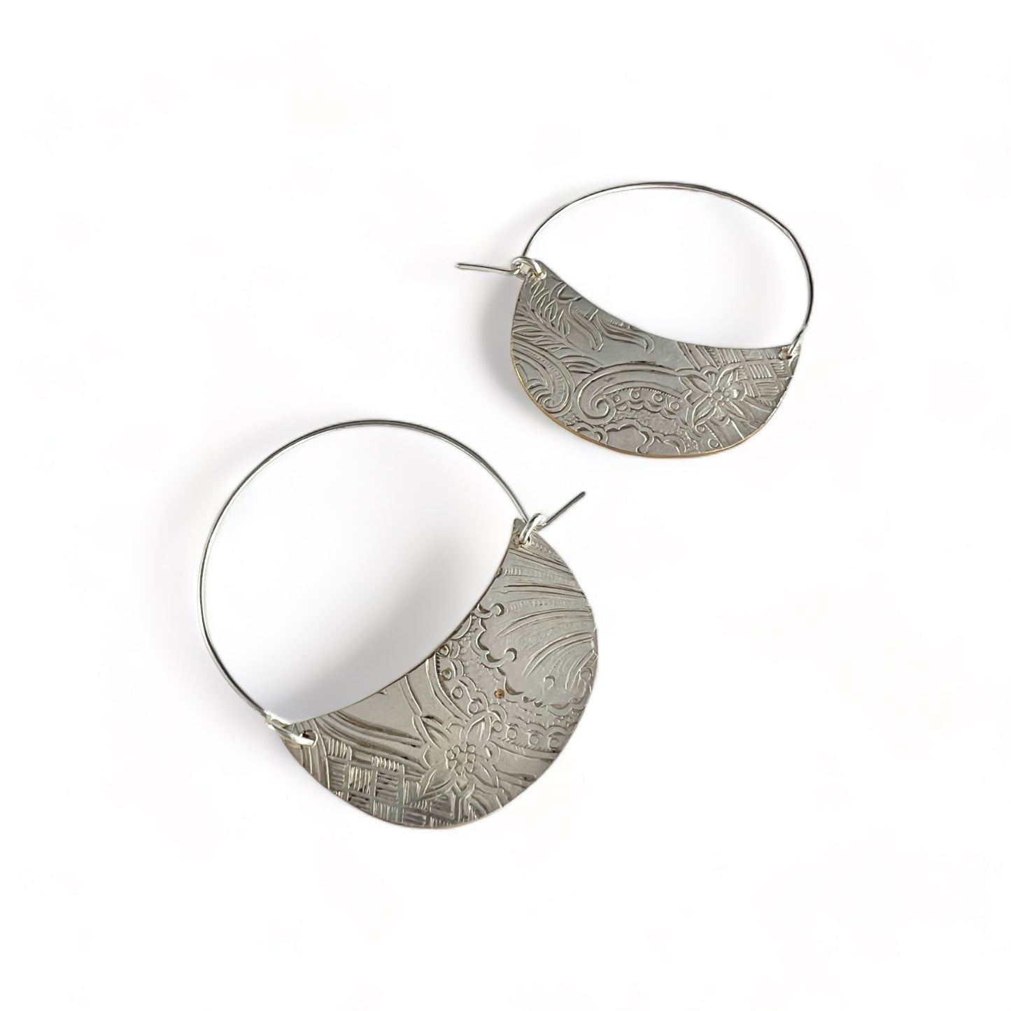 Art Nouveau Silver Hoop Earrings