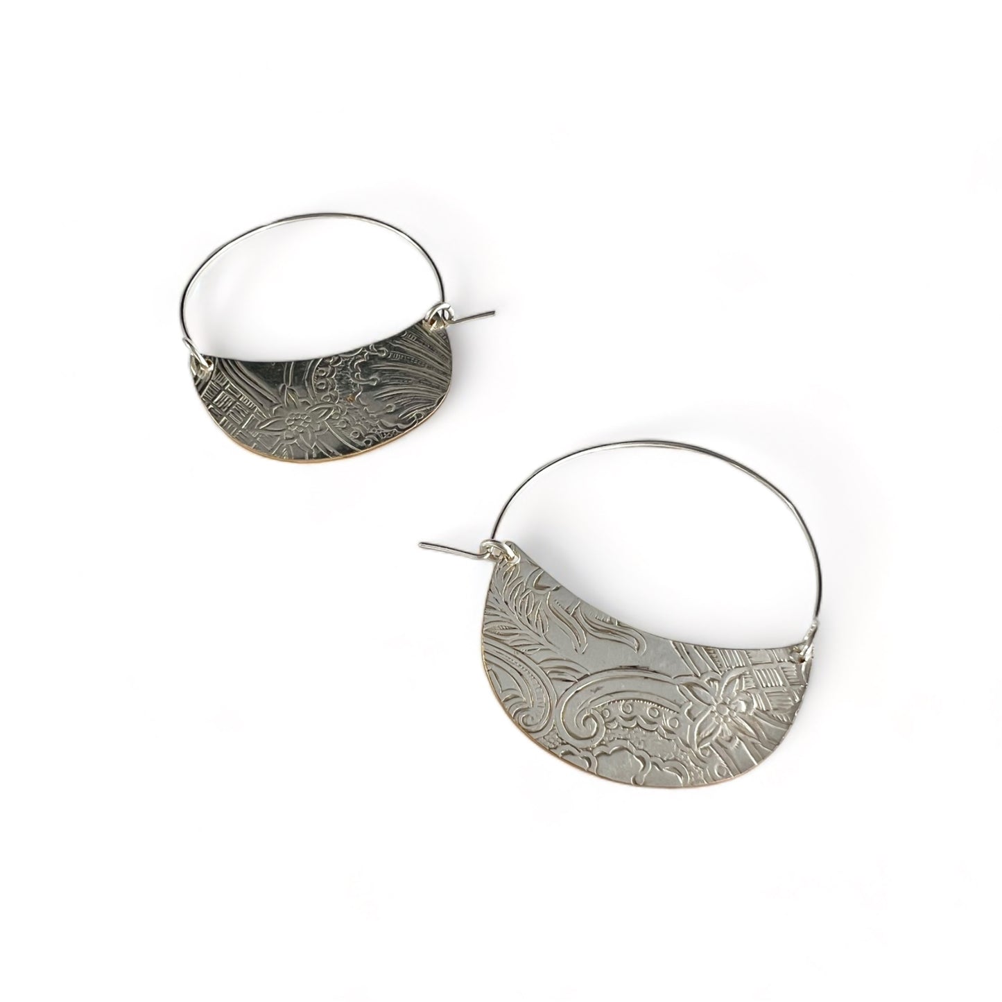 Art Nouveau Silver Hoop Earrings