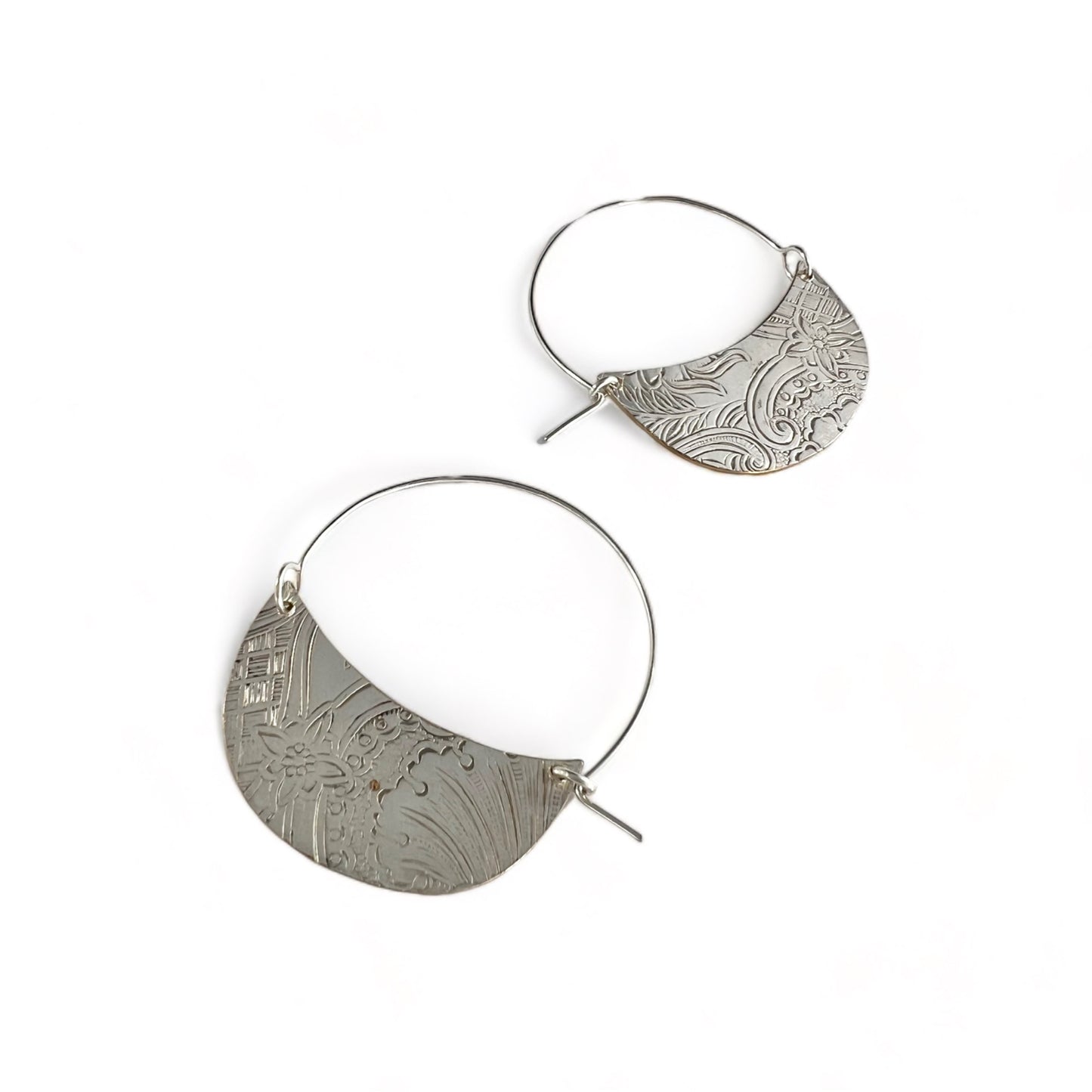 Art Nouveau Silver Hoop Earrings