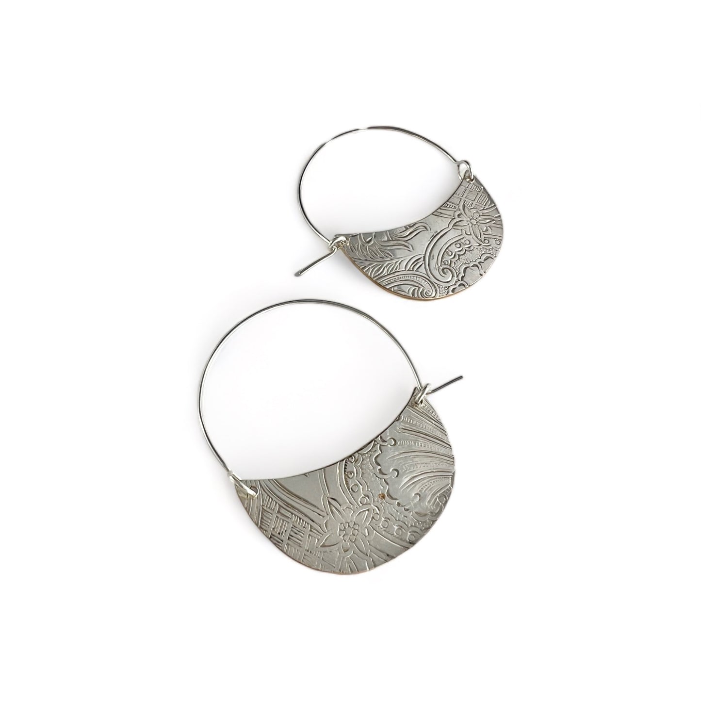 Art Nouveau Silver Hoop Earrings