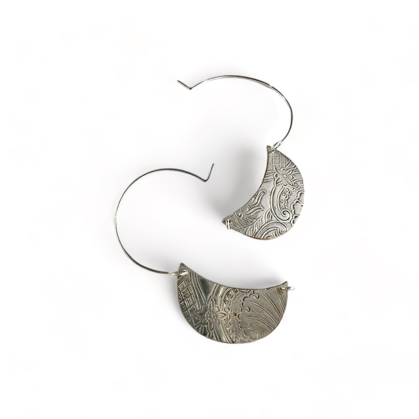 Art Nouveau Silver Hoop Earrings