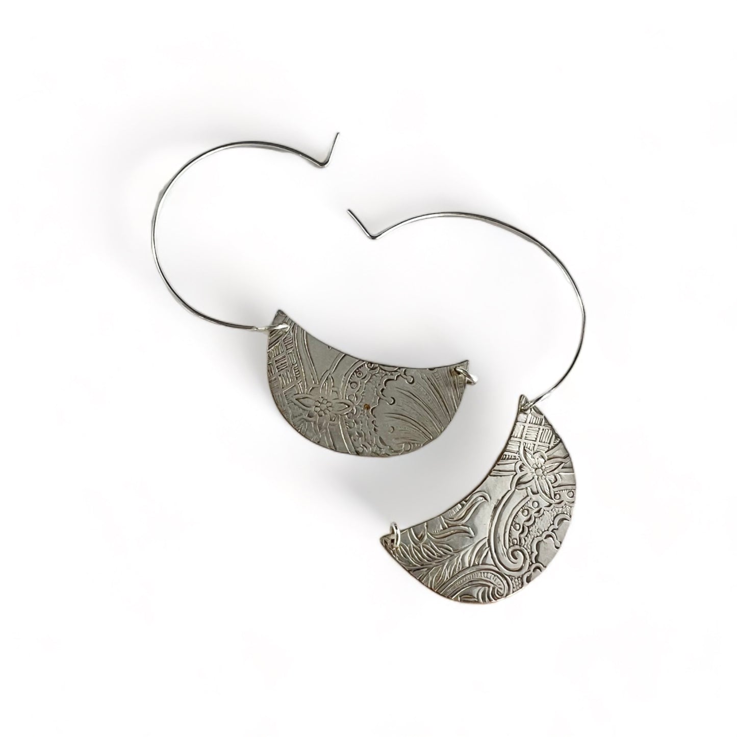 Art Nouveau Silver Hoop Earrings