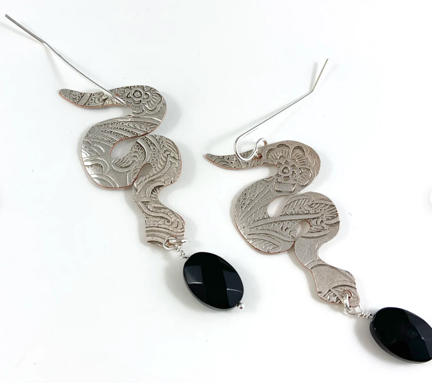 Silver Snake Earrings