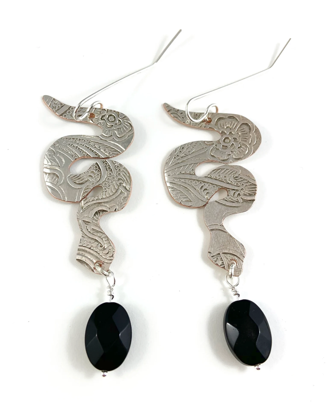 Silver Snake Earrings
