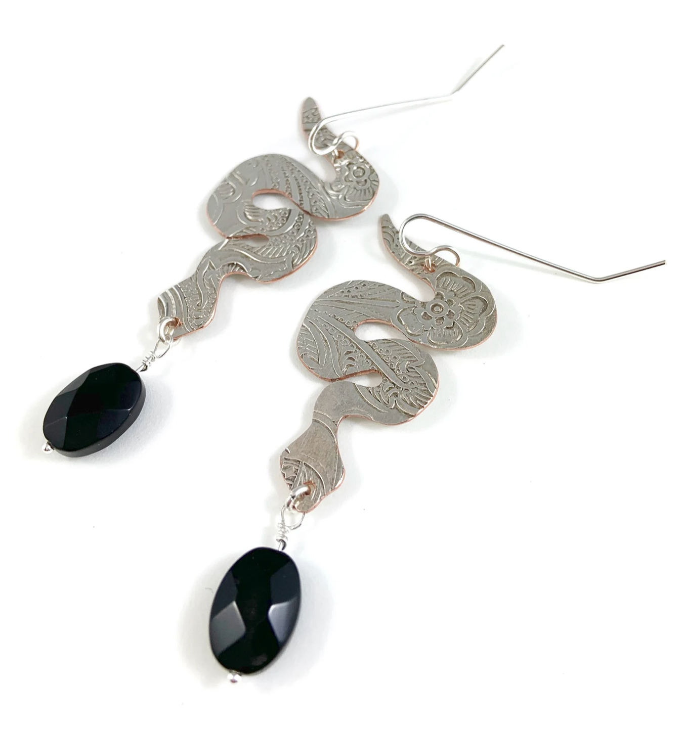 Silver Snake Earrings