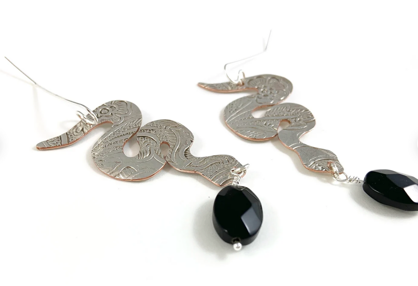 Silver Snake Earrings