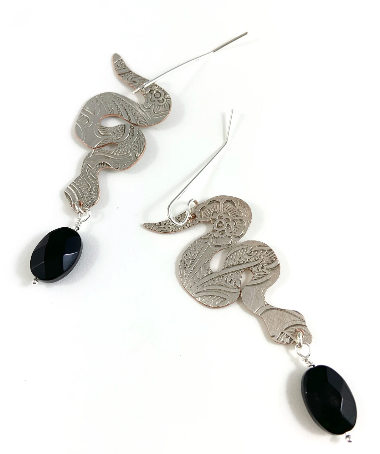 Silver Snake Earrings