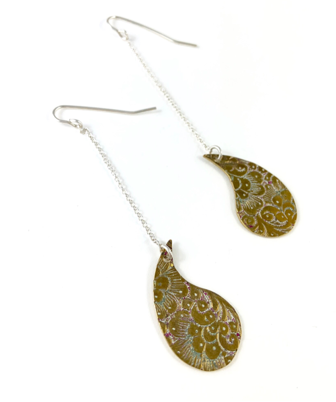 Brass Tear Drop Earrings