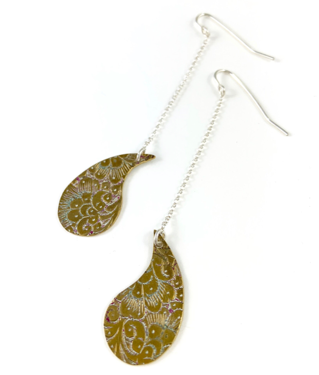 Brass Tear Drop Earrings